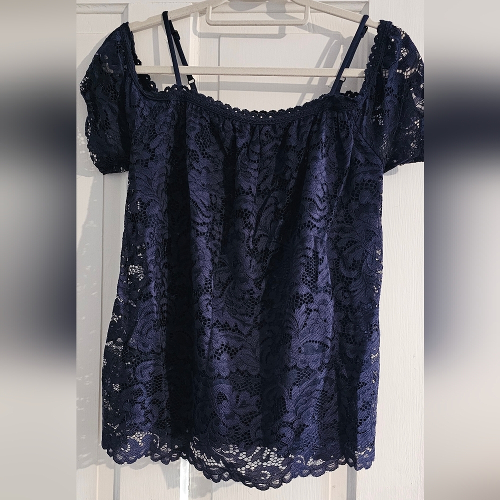 Xhilaration Navy Lace Blouse